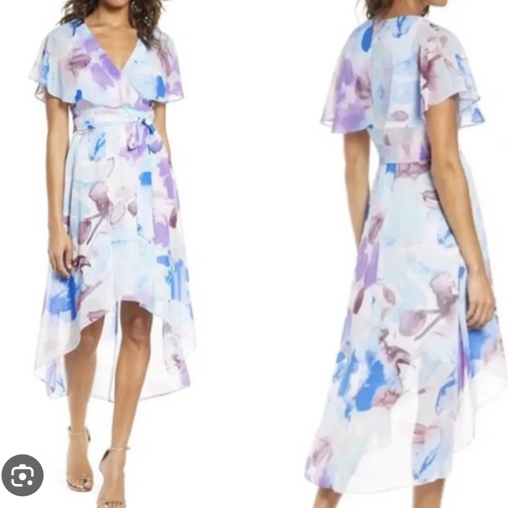 NWOT Eliza J ruffle high low midi